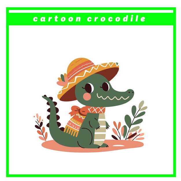 Diseño vectorial de cocodrilo lindo