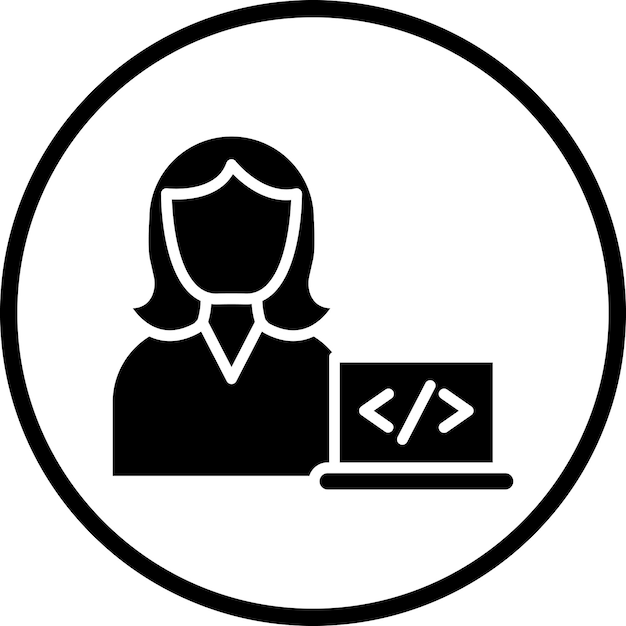 Diseño vectorial codificador estilo de icono de mujer