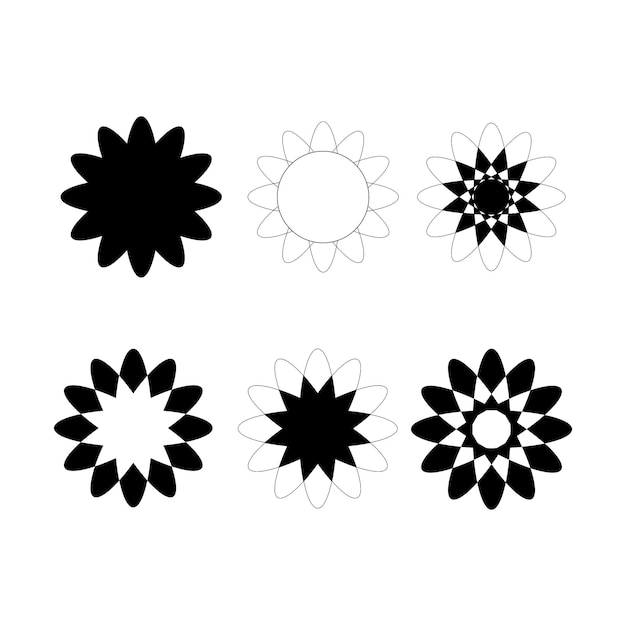 Diseño vectorial de la colección de iconos de forma de flor
