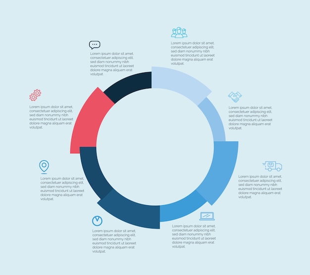 Diseño vectorial colorido para diseño de flujo de trabajo, diagrama, opciones numéricas, diseño web, infografías. gráfico circular