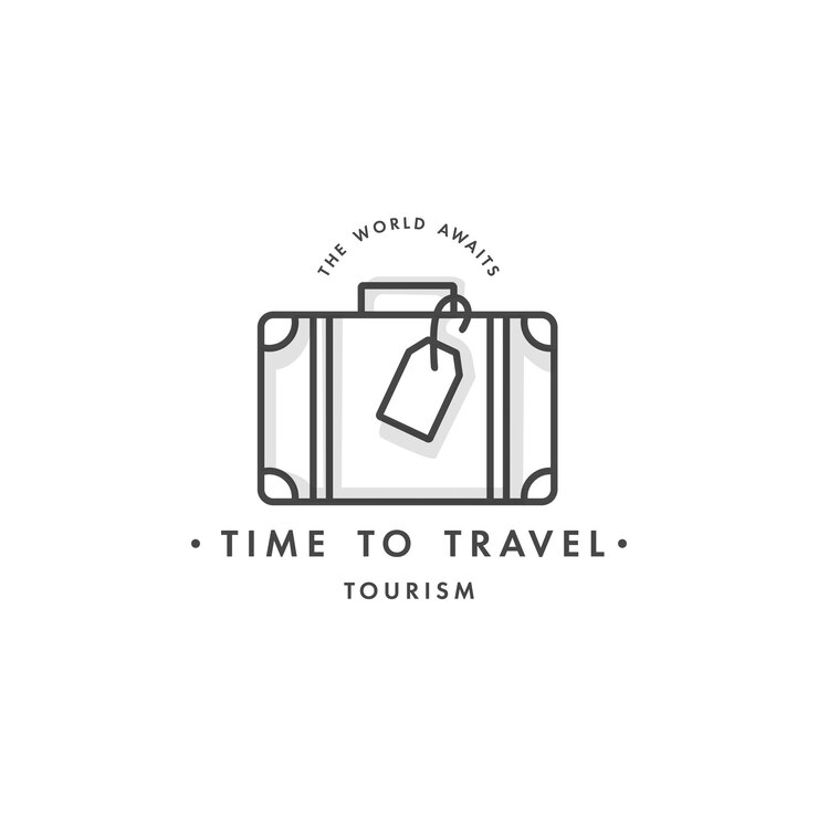 Diseño vectorial colorido plantilla logo o emblema agencia de viajes y diferentes tipos de turismo Conce