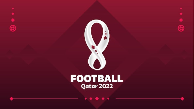 Diseño vectorial de competición de fútbol de Qatar 2022. Logotipo no oficial qatar 2022 sobre fondo rojo burdeos Patrón para pancartas, carteles, kit de redes sociales, plantillas, marcador.