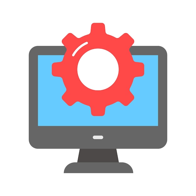 Diseño vectorial de configuración de computadora en el icono de configuración del sistema de estilo de moda