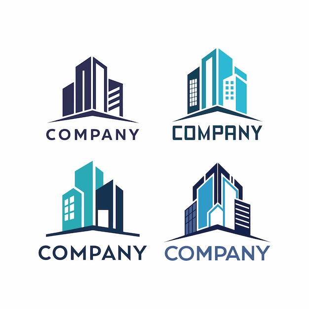 Diseño vectorial del conjunto de conjuntos de logotipos de edificios inmobiliarios