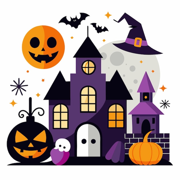 Diseño vectorial del conjunto de elementos de Halloween