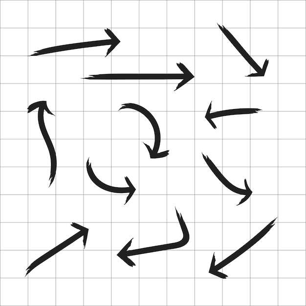 Diseño vectorial del conjunto de iconos de flecha de Doodle