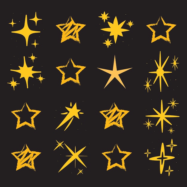 Diseño vectorial del conjunto de iconos en forma de estrella