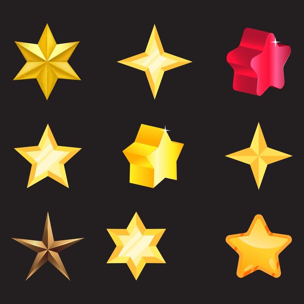 Diseño vectorial del conjunto de iconos en forma de estrella
