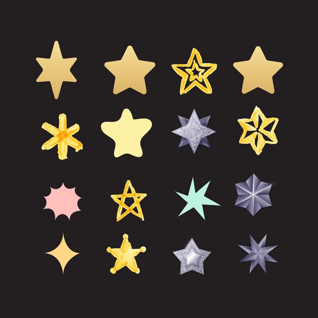 Diseño vectorial del conjunto de iconos en forma de estrella