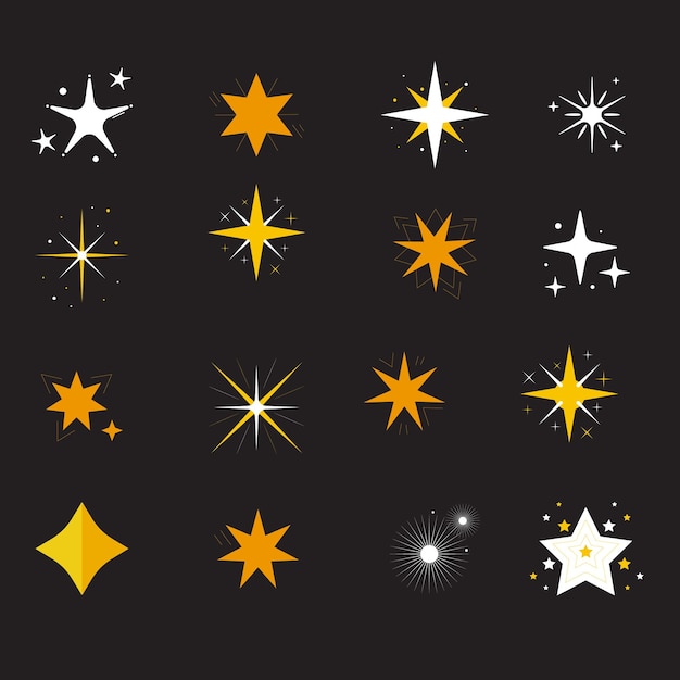 Diseño vectorial del conjunto de iconos en forma de estrella