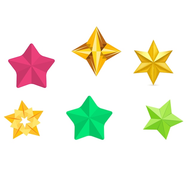 Diseño vectorial del conjunto de iconos en forma de estrella