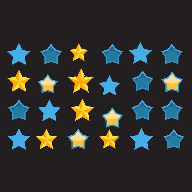 Diseño vectorial del conjunto de iconos en forma de estrella