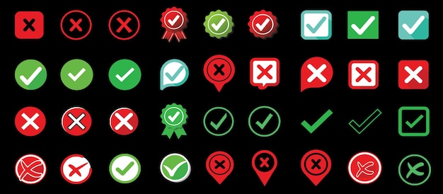 Diseño vectorial de conjunto de iconos de marca de verificación
