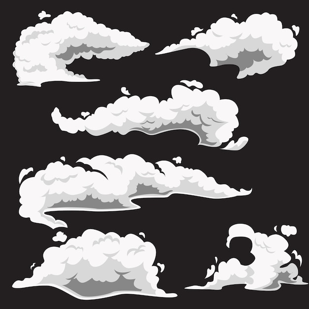 Vector diseño vectorial del conjunto de recogida de nubes de humo