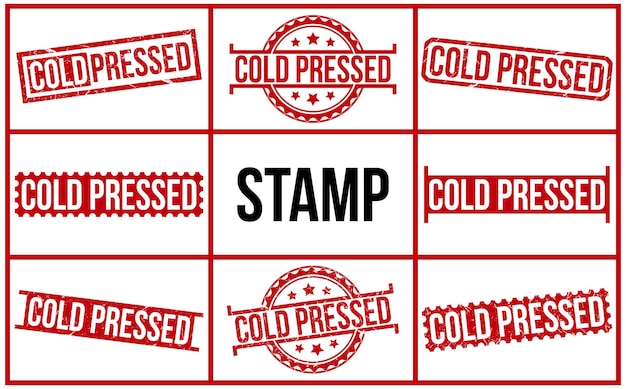 Vector diseño vectorial del conjunto de sellos de caucho rojo prensado en frío
