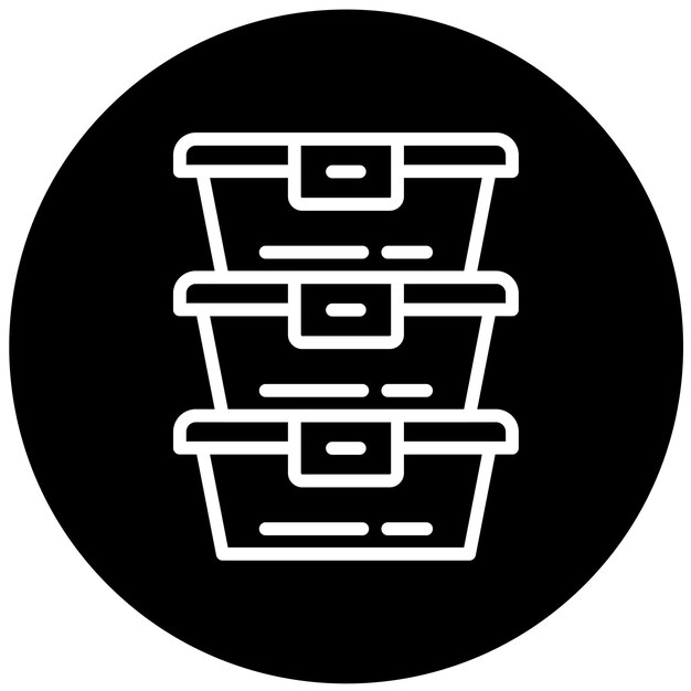 Diseño vectorial de contenedores de preparación de comidas Estilo del icono