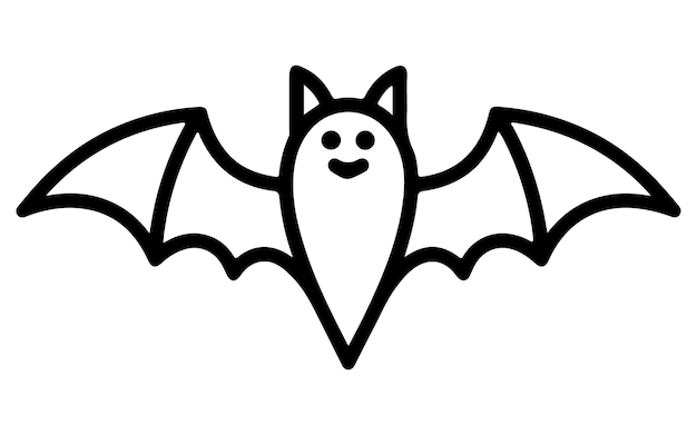 diseño vectorial de contorno de murciélago de halloween aislado en fondo blanco
