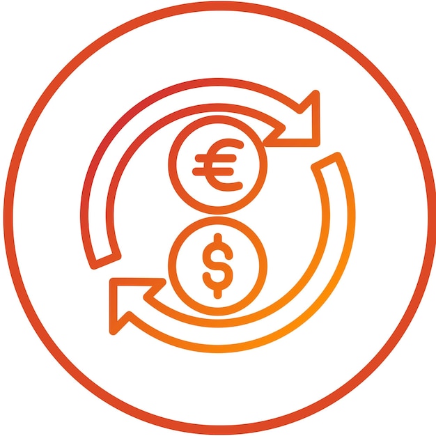Diseño vectorial Convierte el estilo del icono de dólar en euro
