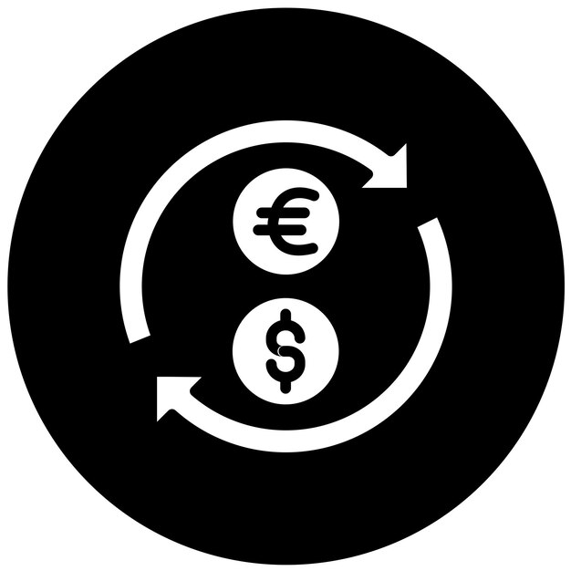 Diseño vectorial Convierte el estilo del icono de dólar en euro
