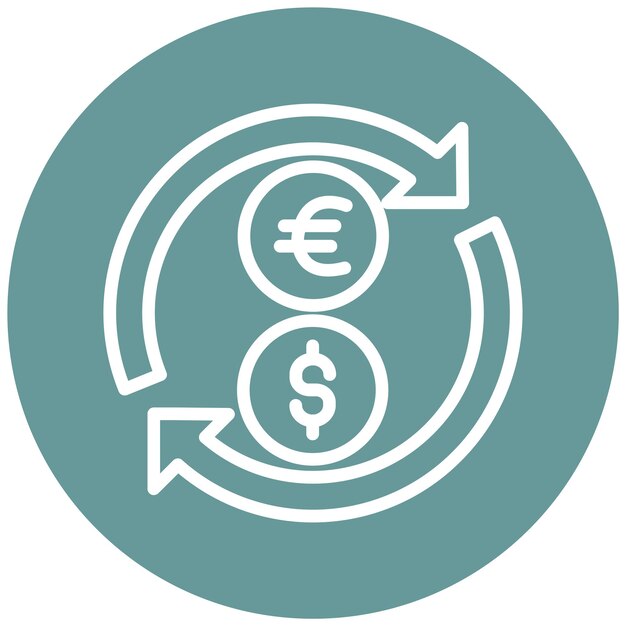 Diseño vectorial Convierte el estilo del icono de dólar en euro