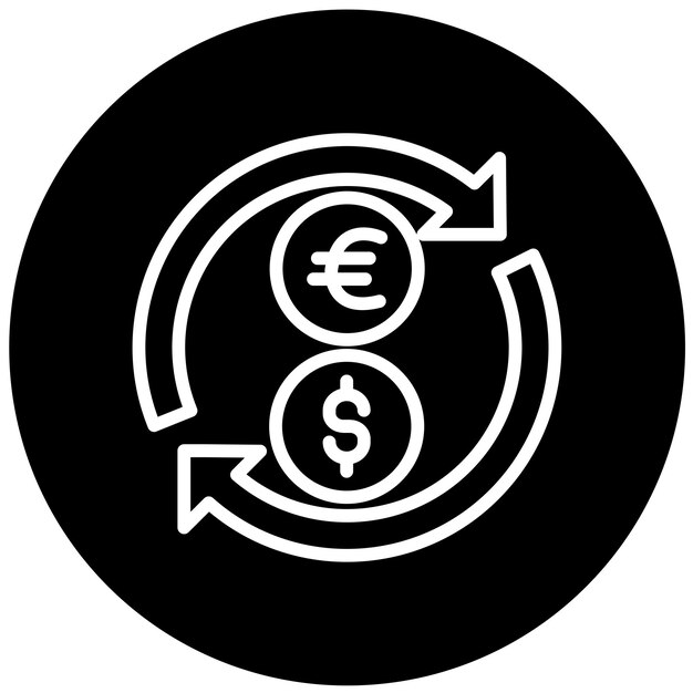 Diseño vectorial Convierte el estilo del icono de dólar en euro