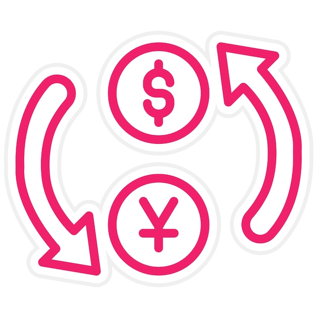 Diseño vectorial Convierte el estilo del icono de dólar en yen