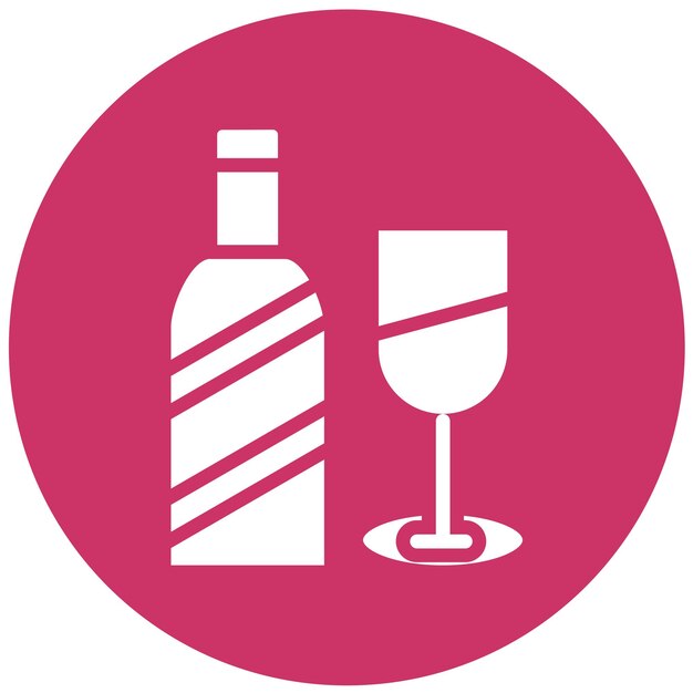 Diseño vectorial de copa y estilo de icono de vino