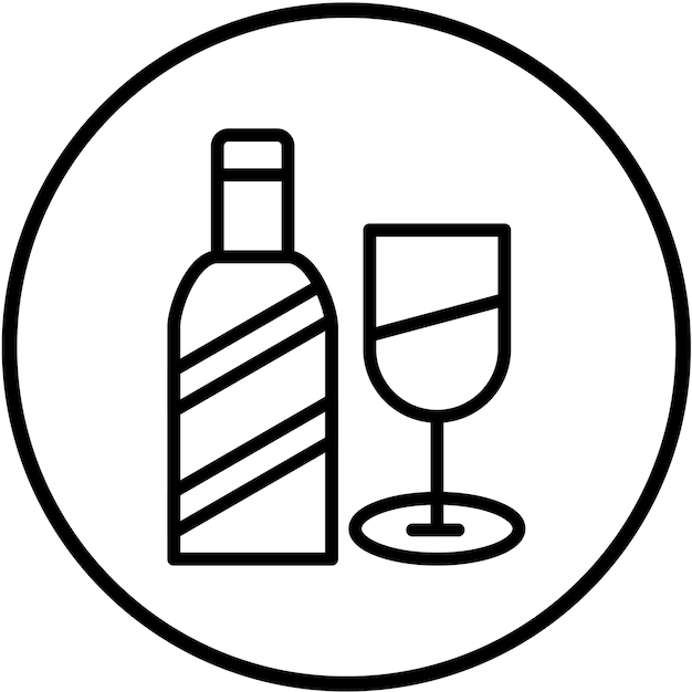 Diseño vectorial de copa y estilo de icono de vino