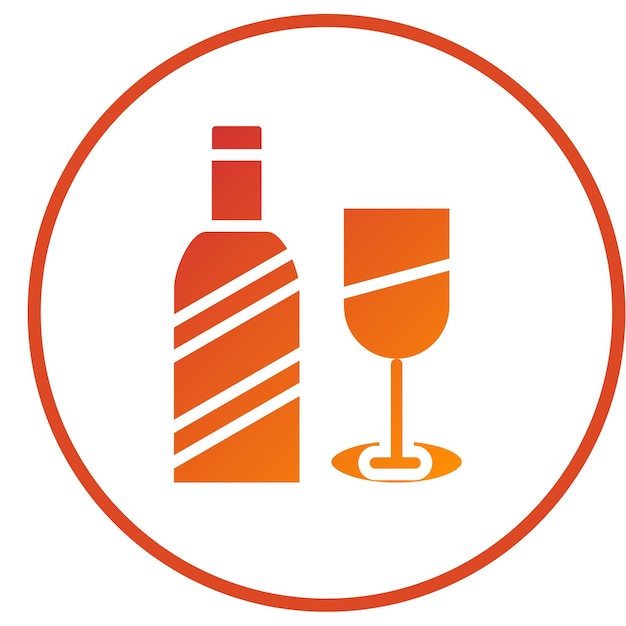 Diseño vectorial de copa y estilo de icono de vino