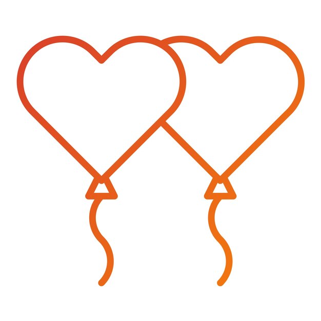Diseño vectorial de los corazones de globo Estilo del icono