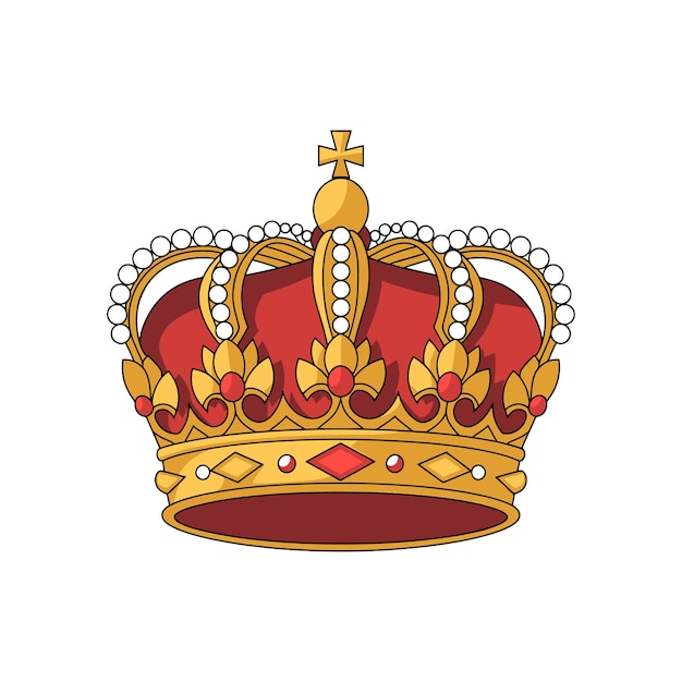 Diseño vectorial de corona y corona de oro real