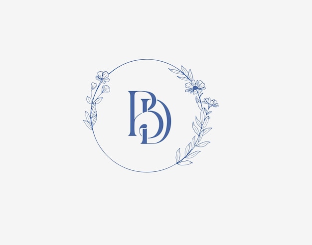 Diseño vectorial de corona de logotipo de boda estilo real ilustración de color azul diseño de escudo de monograma