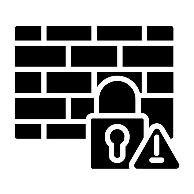 Diseño vectorial del cortafuegos Las amenazas cibernéticas Estilo del icono
