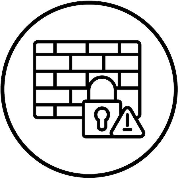 Diseño vectorial del cortafuegos Las amenazas cibernéticas Estilo del icono