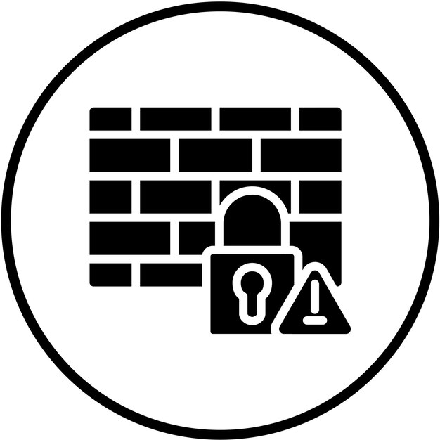 Diseño vectorial del cortafuegos Las amenazas cibernéticas Estilo del icono