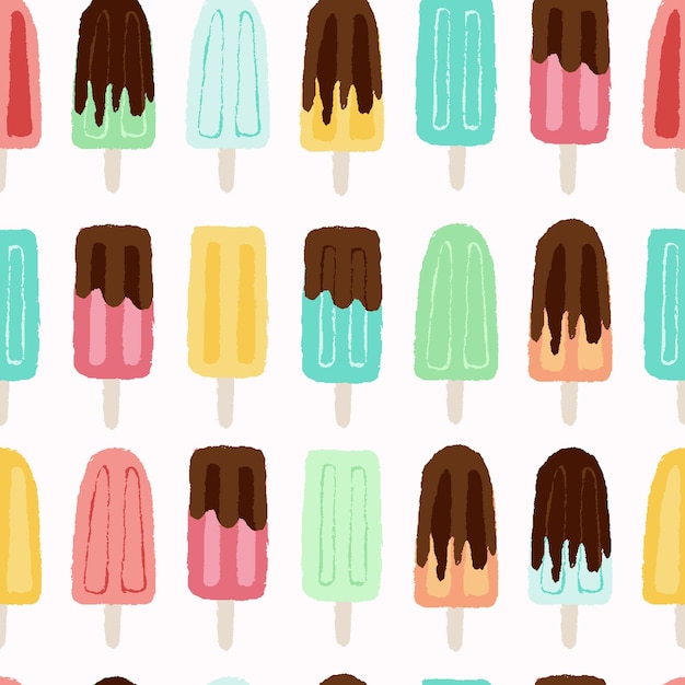 Diseño vectorial sin costura de paletas de verano dibujadas a mano
