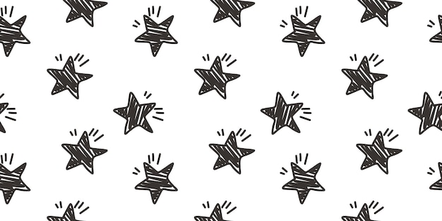 Diseño vectorial sin costuras de estrellas dibujadas a mano