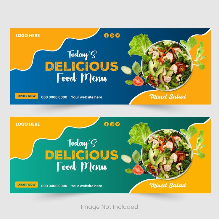 Un diseño vectorial creativo y moderno de la portada de alimentos de Facebook