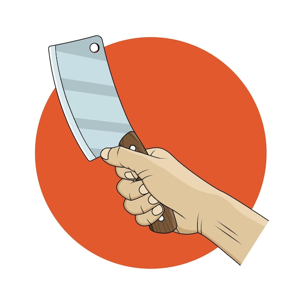 Diseño vectorial del cuchillo de carnicero de mano