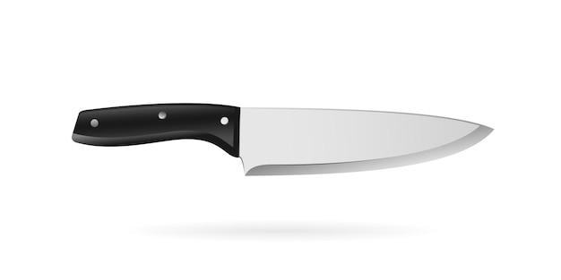 Diseño vectorial del cuchillo de cocina del chef aislado en fondo blanco ilustración vectorial realista en 3d