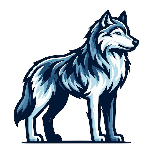 Vector diseño vectorial de cuerpo completo de perro lobo salvaje ilustración de animales salvajes plantilla aislada en blanco