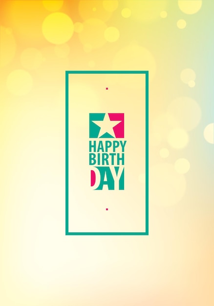Diseño vectorial de cumpleaños feliz para tarjetas de felicitación. Incluye composición de letras colocadas sobre coloridas luces borrosas fondo abstracto. Formato A4 con colores CMYK aceptables para la impresión.