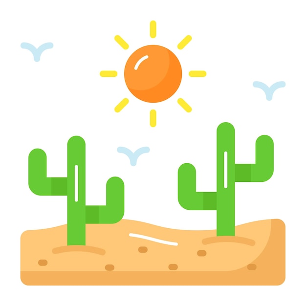 Diseño vectorial del desierto en estilo de moda un icono de escena de paisaje natural aislado