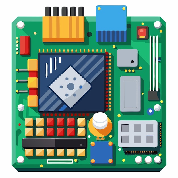 Diseño vectorial detallado de la placa base de la computadora Gráficos electrónicos de alta tecnología