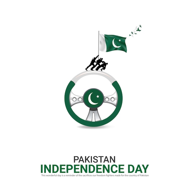 Diseño vectorial del Día de la Independencia de Pakistán Anuncios creativos Ilustración en 3D