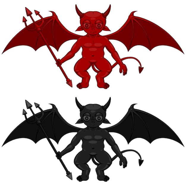 Diseño vectorial de diablitos con tridentes