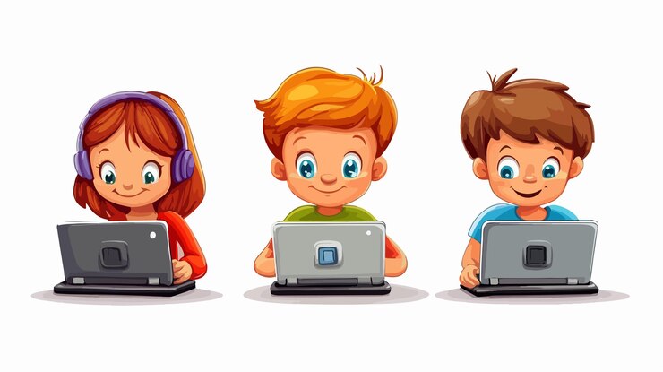 Vector diseño vectorial de dibujos animados para educación en línea moderna
