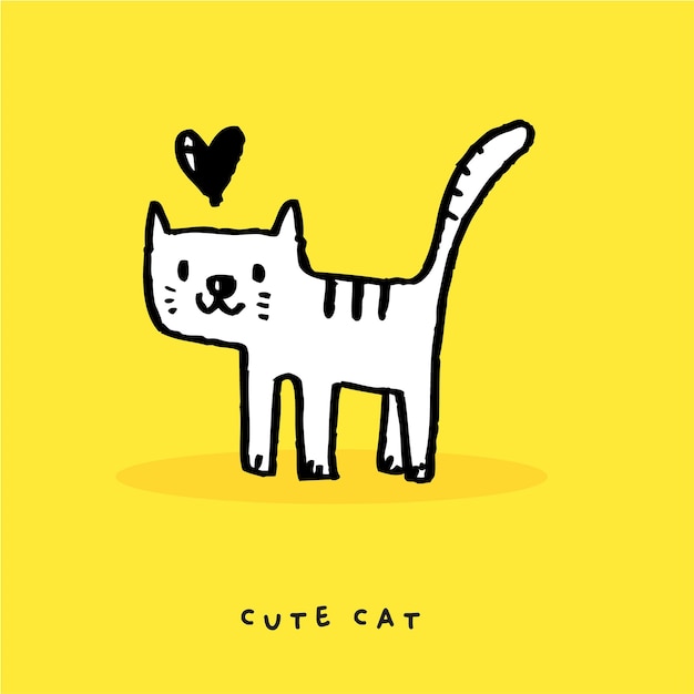Diseño vectorial de dibujos animados de gatos dibujados a mano de gatos Ilustración vectorial ilustrada de gatos