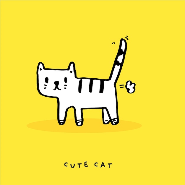 Diseño vectorial de dibujos animados de gatos dibujados a mano de gatos Ilustración vectorial ilustrada de gatos