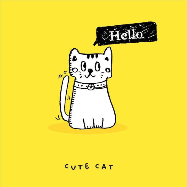 Diseño vectorial de dibujos animados de gatos dibujados a mano de gatos Ilustración vectorial ilustrada de gatos